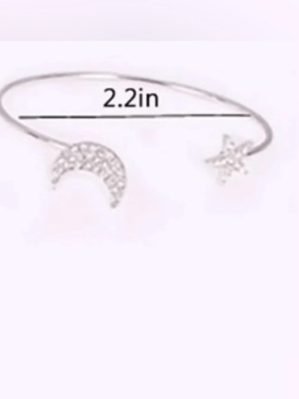 Gold tone Moon & Star Open Bangle Bracelet with Crystals